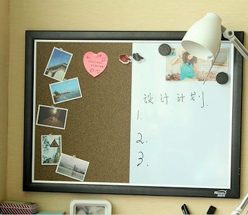 创意高档多功能办公软木组合留言板 双层框磁性白板 60X45铝内框
